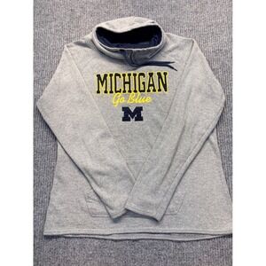 Colosseum Michigan Wolverines Go Blue Funnel Neck Sweatshirt Gray Women Large
